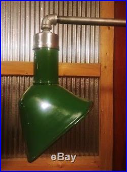 Vintage Goodrich Green Porcelain Enamel Angled Sign Light WIRED Gas Station
