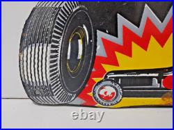 Vintage Goodrich Silvertowns Tires Porcelain Enamel Sign 10 x 6 Inches
