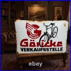 Vintage Göricke Bike Enamel Advertising Sign Email Plaque