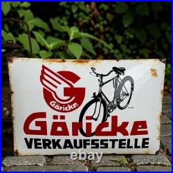 Vintage Göricke Bike Enamel Advertising Sign Email Plaque
