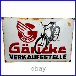 Vintage Göricke Bike Enamel Advertising Sign Email Plaque
