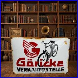 Vintage Göricke Bike Enamel Advertising Sign Email Plaque