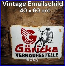 Vintage Göricke Bike Enamel Advertising Sign Email Plaque