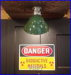 Vintage Green Porcelain Enamel Angled Sign Light Fixture REWIRED Industrial
