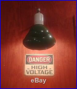 Vintage Green Porcelain Enamel Angled Sign Light Gas Station Petroleum RESTORED