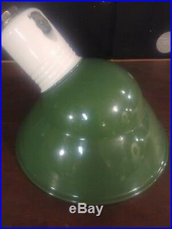 Vintage Green Porcelain Enamel Angled Sign Light Gas Station Petroleum RESTORED