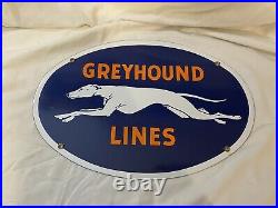 Vintage Greyhound Lines Bus Porcelain Enamel Metal Gas Oil Sign Reproduction