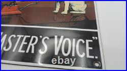 Vintage HMV Metal Advertising Sign Rare Vitreous Enamel His Master's Voice