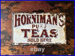 Vintage HORNIMANS PURE TEA Double Sided Enamel Advertising Sign