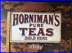 Vintage HORNIMANS PURE TEA Double Sided Enamel Advertising Sign