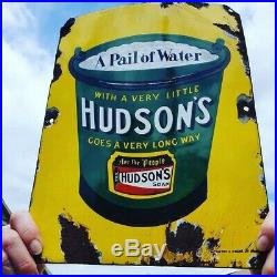 Vintage HUDSON'S PAIL OF WATER Enamel Sign