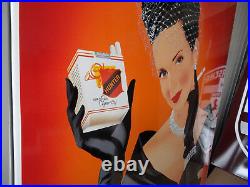 Vintage HUNTER Cigarettes Lady Collectable Advertising Porcelain Enamel Sign