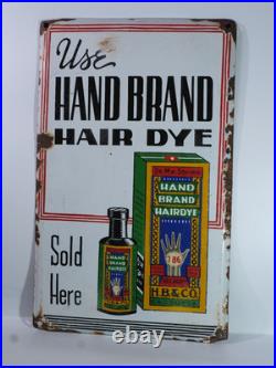 Vintage H. B & Co Hand Brand Hair Dye Enamel Advertising Sign