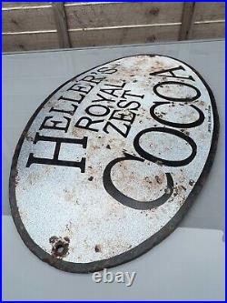 Vintage Hellers Royal Zest Cocoa Enamel Sign Imperial Enamel B'ham