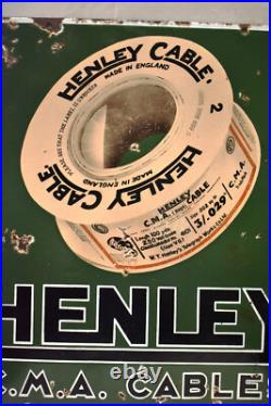 Vintage Henley C. M. A. Cables Porcelain Enamel Double Sided Sign 18x20 England El Vintage Henley C. M. A. Cables Porcelain Enamel Double Sided Sign 18x20 England El