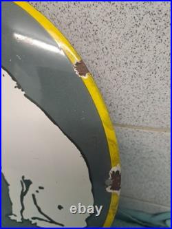 Vintage His Master Voice Enamel Button Sign 30 Cm Wide