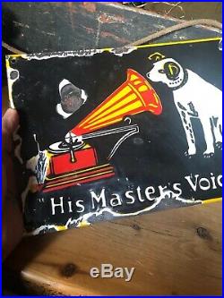Vintage His Master's Voice Porcelain Enamel Sign RCA