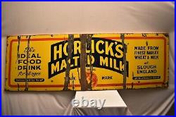 Vintage Horlicks Malted Milk Sign Board Porcelain Enamel Advertising Shop Displa