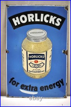 Vintage Horlicks Porcelain Enamel Sign 18x12in Food Drink Advertising Board Engl