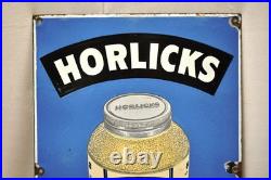 Vintage Horlicks Porcelain Enamel Sign 18x12in Food Drink Advertising Board Engl