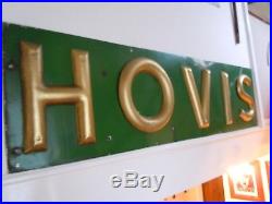 Vintage Hovis enamel sign. Green and gold 5ft by 1.5 ft. Outstanding condition