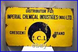 Vintage ICI Crescent Brand Porcelain Enamel Advertising Sign 36x24 Imperial Chem Vintage ICI Crescent Brand Porcelain Enamel Advertising Sign 36x24 Imperial Chem