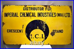 Vintage ICI Crescent Brand Porcelain Enamel Advertising Sign 36x24 Imperial Chem Vintage ICI Crescent Brand Porcelain Enamel Advertising Sign 36x24 Imperial Chem