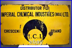 Vintage ICI Crescent Brand Porcelain Enamel Advertising Sign 36x24 Imperial Chem Vintage ICI Crescent Brand Porcelain Enamel Advertising Sign 36x24 Imperial Chem