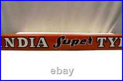 Vintage India Super Tyres Porcelain Enamel Sign 18x2 in Advertising Garage Petro Vintage India Super Tyres Porcelain Enamel Sign 18x2 in Advertising Garage Petro