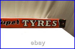 Vintage India Super Tyres Porcelain Enamel Sign 18x2 in Advertising Garage Petro Vintage India Super Tyres Porcelain Enamel Sign 18x2 in Advertising Garage Petro