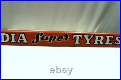 Vintage India Super Tyres Porcelain Enamel Sign 18x2 in Advertising Garage Petro Vintage India Super Tyres Porcelain Enamel Sign 18x2 in Advertising Garage Petro