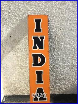Vintage India Tyres Advertising Sign orange with black and white lettering