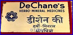 Vintage Indian DeChane's Herbo-Mineral Medicines enamel sign. Circa 1950
