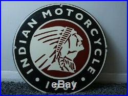 Vintage Indian Motorcycle Porcelain Metal Enamel Sign Gas Oil Station Dealer Ad