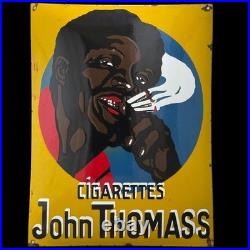 Vintage JOHN THOMASS Enamel Advertisement Plaque Sign for Cigarettes