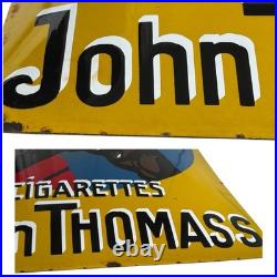 Vintage JOHN THOMASS Enamel Advertisement Plaque Sign for Cigarettes