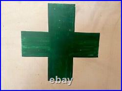 Vintage Japanese Enamel Hospital First Aid Warning Sign Neon Interior Cocktail