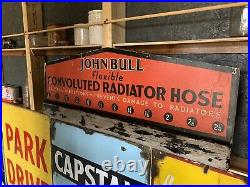 Vintage John Bull Advertising Radiator Hose Sign Automobilia Enamel Advertising