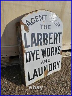 Vintage Larbert Dye Works & Laundry Double Sided Advertising Enamel Sign