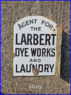 Vintage Larbert Dye Works & Laundry Double Sided Advertising Enamel Sign