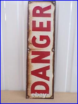 Vintage Large Danger Metal And Enamel Sign 26 Long