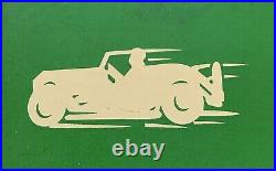 Vintage Large Enamel Advertising Sign Sunset Oil Antique Classic Cars Man Cave