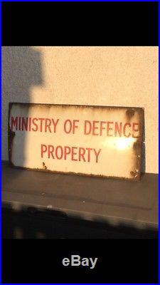 Vintage Large Enamel MOD Property Metal Sign. Militaria