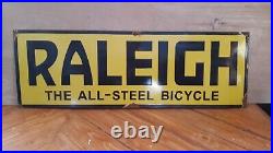 Vintage Large Enamel Raleigh Shop Sign Raleigh All Steel Bicycle
