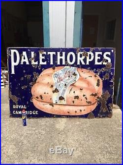 Vintage Large Enamel c1930 Palethorpes Sausages Advertising Sign Barn Find
