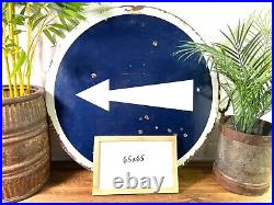 Vintage Large French Enamel Arrow Direction Street Road Sign