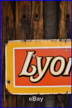 Vintage Large Original Lyons Cocoa Enamel Sign Wall Art Decorative Antique Signs