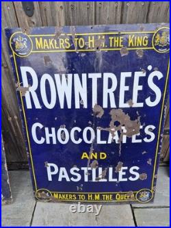 Vintage Large Original Rowntrees Enamel Sign 40 X 30