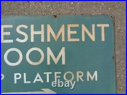 Vintage Large Southern Railways Refereshments On Up Platform Enamel Sign Pre War