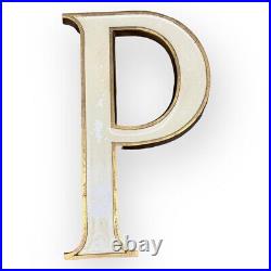 Vintage Letter P Sign Display Advertising Salvage Solid Enamel Heavy